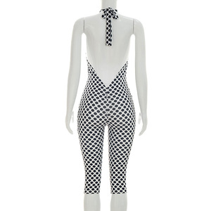 Nuevos Monos con Estampado de Puntos para Mujer, Sexy, sin Espalda, sin Mangas, Cuello Halter, Ajustados, de Una Pieza - Product Image 3