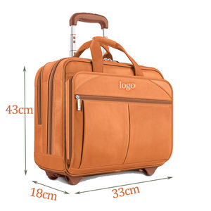 Maletín de Cuero Marrón con Ruedas de Fábrica OEM, Organizador para Portátil, Bolsos con Asa de Rodillo, Estuche de Cuero Vintage, Bolsa de Cuero Premium - Product Image 5