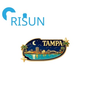 Al por mayor, personalizado, Pin de metal esmaltado de Tampa, estilo emblema, con diseño de sándwich cubano del Golfo de Florida y temática cultural pirata, recuerdo de viaje - Product Image 3