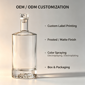 Bouteille à liqueur en verre à fond épais <span class=keywords><strong>de</strong></span> 500 ml, nouveauté, avec <span class=keywords><strong>bouchon</strong></span> en liège, options d'impression sérigraphique et <span class=keywords><strong>de</strong></span> gravure pour l'emballage <span class=keywords><strong>de</strong></span> la tequila - Product Image 4