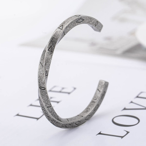 yunnique Mbius Punk Twisted Square Titanium Steel Men's <b>Bracelet</b> Antique <b>Viking</b> Style Geometric Design Gift Jewelry - Product Image 2