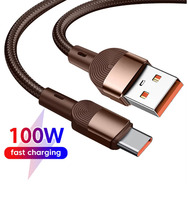 100W 1m/2m Câble de données de charge super rapide PD 60W USB C Cordon de chargeur 6A Power Smart Nylon tressé Chargeur de téléphone portable Type-C