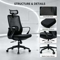 Le dossier de la chaise de bureau ergonomique peut être incliné pour un appui-tête confortable. C'est une chaise de bureau durable.