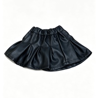 Mini-jupe plissée en jean et cuir PU crocheté pour filles, taille élastique, coupe trapèze, respirante, écologique, imprimée 3D, style preppy