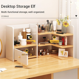 3 Tier Multifunctional Desktop Organizer Rack Corner Bookshelf <b>For</b> Small Space Office Home <b>Books</b> Cosmetics Supplies - Product Image 3