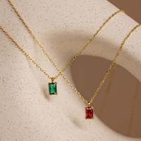 Nuevo collar con colgante de circón con piedra natal del zodiaco de acero inoxidable, collar de cadena de clavícula chapado en oro de 18 quilates para mujer, venta al por mayor
