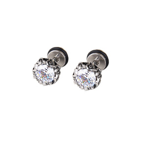 Trendy Retro Zircon <b>Stud</b> <b>Earrings</b> Round Geometric Bezel Setting Zinc Alloy Unisex Fashion Jewelry - Product Image 5
