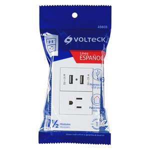 Volteck COUSB-EB bianco spagnolo a parete stazione di ricarica 1 contatto 2 porte USB 1.5 scheda di potenza Mod - Product Image 1