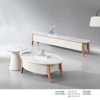 Ensemble de table basse moderne de luxe minimaliste blanc avec design extensible multifonctionnel, meubles de salon écologiques