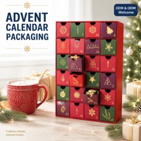 Boîte de calendrier de l'Avent personnalisable DIY 24 jours, style livre à portes rabattables avec fenêtres découpées, emballage de Noël OEM usine