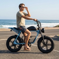 Vélo électrique rétro Scrambler avec batterie 48V 16Ah, vélo électrique à pneus larges haute vitesse pour la balade en bord de mer