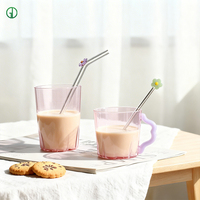Verres à café en verre borosilicate à paroi simple de 415 ml, nouveau design, avec décalcomanie personnalisée, tasses à café et à thé