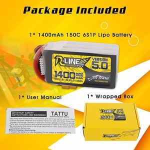 Batería LiPo TATTU R-Line Versión 5.0 V5 22.2V 1200/1400mAh 150C 6S1P ABS para RC Quadcopter, Conector XT60, FPV, Auto, Barco - Product Image 6