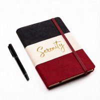 Carnet A5 en coton et lin, couverture rigide, reliure cousue, pages intérieures personnalisables pour usage scolaire et bloc-notes avec logo
