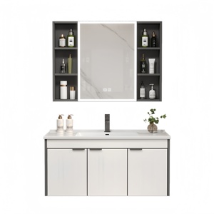 Thickened Honeycomb Space Aluminum Modern Water Resistant Wall-mounted Smart <b>Mirror</b> Included Bathroom <b>Vanity</b> Integrated Ceramic - Product Image 1