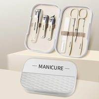 Ensemble de coupe-ongles portables en acier inoxydable 7 pièces avec logo personnalisé, outils de soin des ongles et de beauté avec lime à ongles et ciseaux