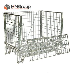 Palete de Aço Industrial Dobrável Galvanizado a Quente à Prova de Ferrugem para Armazenamento, Contêiner Portátil de Malha Colapsável - Product Image 3