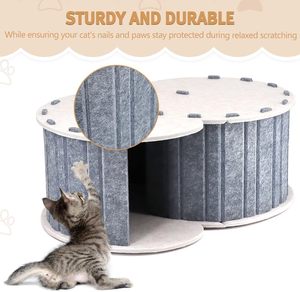 Maison pour animaux de compagnie en feutre écologique portable, lit pour chat pliable en forme de beignet avec tunnel rond à l'effigie de Peekaboo, cachette pour plusieurs chats - Product Image 4