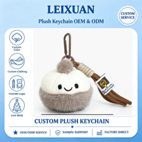Porte-clés en peluche personnalisable en forme de mini boulette souriante, accessoire de sac avec sangle tressée, article promotionnel
