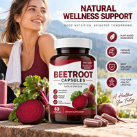 Capsules de Betterave OEM avec Extrait de Baies d'Aubépine, Hibiscus, Ail et Feuille d'Olivier, Riches en Antioxydants Naturels pour Adultes