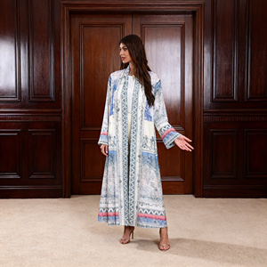 Abaya Elegante de Poliéster Premium con Pedrería Termoadhesiva para Mujeres Musulmanas, Vestido de Fiesta Personalizado al por Mayor - Product Image 4