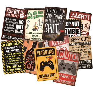 Video Game Em Processo de Homem Da Caverna Sinal Da Lata Do Vintage do Metal Poster Adesivos de Parede Room Decor Plaque Retro <span class=keywords><strong>Gamer</strong></span> Placa Decorativa - Product Image 1
