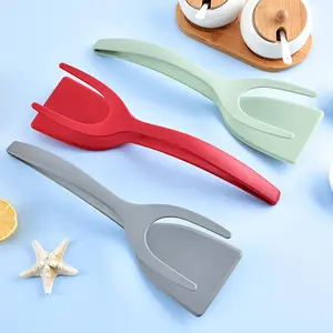 Espátula dupla 2 em 1 para ovos fritos, espátula de silicone com pinças e pá, ideal para cozinhar, oferta imperdível