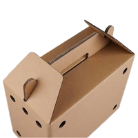 Boîte à Gable en Carton Ondulé Kraft Recyclé avec Trou pour Poignée, Conception Personnalisée, pour l'Expédition de Poulets Vivants