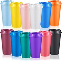 베스트 셀러 맞춤형 로고 16oz 500ml 플라스틱 텀블러 변색 뚜껑이있는 콜드 컵
