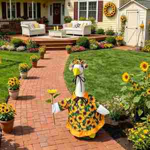 <b>Spring</b> Sunflower Outfit Porch Goose Clothes Costume 23" Geese Outdoor Patio Yard Lawn Art <b>Decoration</b> - Product Image 5