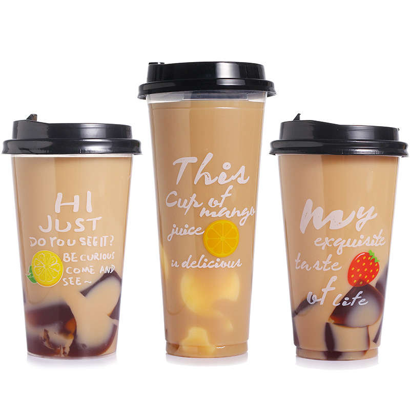 Yiqiang OEM/OEM Gelas Plastik Disposable pp Custom Logo Plastic Boba Milktea Cup With Lids