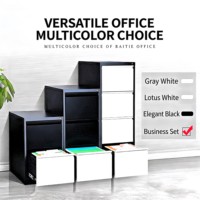 Archivador de Acero Desmontable de 2 Cajones, Color Negro, con Tirador de Cuello de Cisne, Cerradura con 1 Llave, para Documentos Financieros y Comprobantes de Oficina
