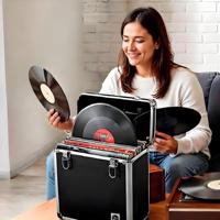 Boîte de rangement pour disques vinyles en aluminium, capacité de 32 disques, réutilisable, durable, résistante à l'eau