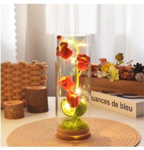 Decoración para Bodas, Campana de Cristal Moderna Personalizada de Alta Calidad con Base de Madera Negra Quemada, Relieve, H-7\"/11\" 15\" D-7\" Florero Campana - Product Image 2