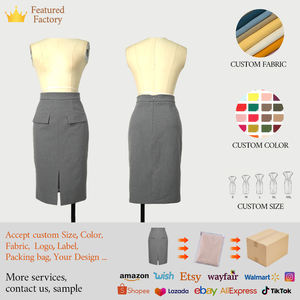 <span class=keywords><strong>Jupe</strong></span> longue crayon vintage ZYHT 15269 pour femme, taille haute, élégante, décontractée, <span class=keywords><strong>grise</strong></span>, pour le bureau - Product Image 5