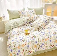 Ensemble de draps de lit imprimés à motif de petites fleurs en ballot pour lit