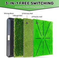 Tapis d'entraînement de golf 3-en-1 remplaçable 40x30cm, base en caoutchouc vert mini, accessoire EVA pour aide à l'entraînement de frappe et de putting sur le driving range