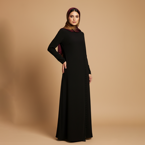 Merrchi Style Saudi Arabia Eid Elegant Design Solid Color Matte Satin Cape Islamic Fashion Woman Party Embellished <strong>Abaya</strong> - Product Image 6