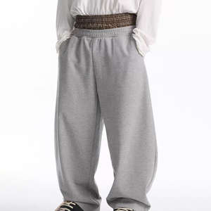 Высококачественные мужские джоггеры из 100% хлопка, свободного кроя, с индивидуальным логотипом, на резинке, с двойным поясом, широкие штанины, спортивные штаны свободного кроя - Product Image 1