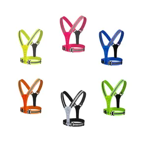 high visibility adjustable breathable green color LED light elastic strip reflective safety vest belt for outdoor running sports