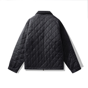 Custom <strong>Quilted</strong> <strong>Jacket</strong> Diamond <strong>Pattern</strong> Polyester Coat Vintage Lapel Coat Windproof Warm Cargo <strong>Jacket</strong> for Autumn Winter - Product Image 4