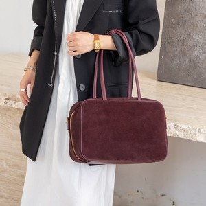 레트로 스웨이드 소가죽 핸드백 여성용 대용량 여성용 가방 캐주얼 패션 젖빛 정품 가죽 여성용 숄더 백 - Product Image 3