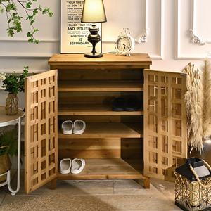 ตู้เก็บรองเท้าไม้เนื้อแข็งสไตล์เรียบง่าย พร้อมดีไซน์ตกแต่งสำหรับห้องนั่งเล่น ทางเข้าบ้าน โรงแรม และอพาร์ตเมนต์ - เฟอร์นิเจอร์ที่ทนทาน - Product Image 4