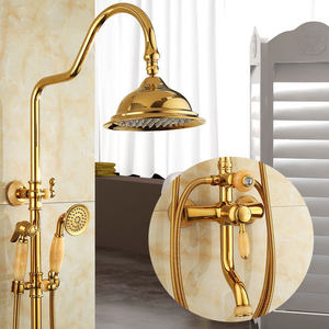 LONGSTAR Ensemble de pommeau de <span class=keywords><strong>douche</strong></span> de luxe en laiton rétro léger Pomme de <span class=keywords><strong>douche</strong></span> pressurisée Appareil de bain - Product Image 6