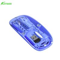 Souris sans fil double mode 5D transparente OEM neuve, pas chère, USB LED, ergonomique, rechargeable, avec couvercle magnétique, en stock usine