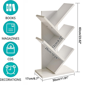 Estantería para Libros en Forma de Árbol, <span class=keywords><strong>Blanca</strong></span>, de Madera, para Hogar u Oficina, Moderna, de Pie, con Estantes de Exhibición, Organizador de Libros - Product Image 6