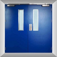Porte en acier et verre ignifuge avec panneau de vision, ouverture latérale, barre anti-panique, 60/120/180 minutes
