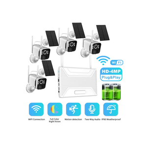4MP 4CH Bullet Solar Wireless Security Wifi CCTV <b>Camera</b> System NVR Kit Two Way Audio Full Color <b>Night</b> <b>Vision</b> Motion Detection - Product Image 1