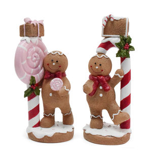 Kerajinan pabrik pohon Natal meriah LED rumah kue jahe ornamen pria Resin dekorasi Natal roti jahe patung - Product Image 3