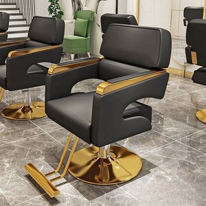 Cadeiras de Barbeiro Reclináveis Hidráulicas em Couro Dourado Modernas para Homens e Mulheres Móveis Profissionais de Cabeleireiro Atacado para Salões - Product Image 1